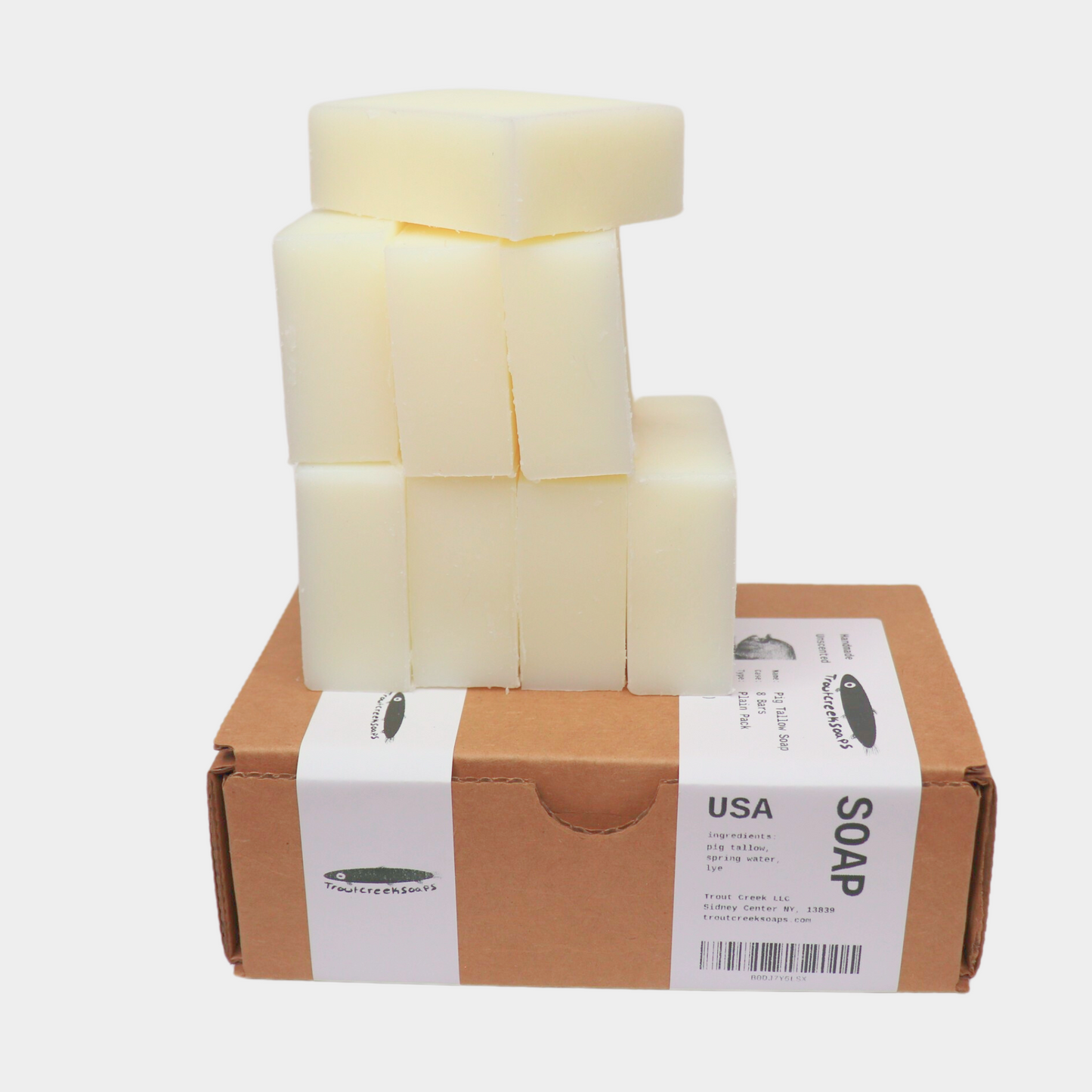 Pig Tallow Soap: 96 Bar Wholesale Case (18lb)