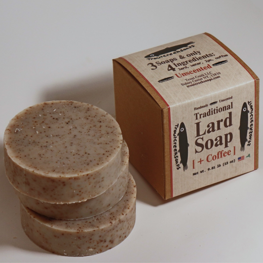 Traditional Lard Soap +Coffee: 1 Box of 3 [3 Bars]